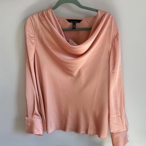 White House Black Market Soft Pink Cowl Neck Blouse